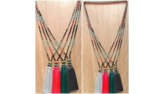 tassels necklace beads black larva stone fashion accessories wholesale price